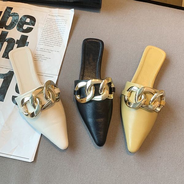 2021 Slippers Women Fashion Slip On Mules Flat Heel Slides Shoes For Woman Casual Pointed Toe Chain Flats Female Slippers Shoes, Black
2021 Slippers Women Fashion Slip On Mules Flat Heel Slides Shoes For Woman Casual Pointed Toe Chain Flats Female Slippers Shoes, Black