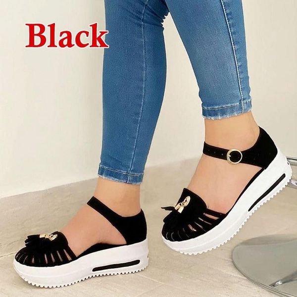 summer platform shoes women sandals hollow out round toe beach buckle strap ladies flats, Black
summer platform shoes women sandals hollow out round toe beach buckle strap ladies flats, Black