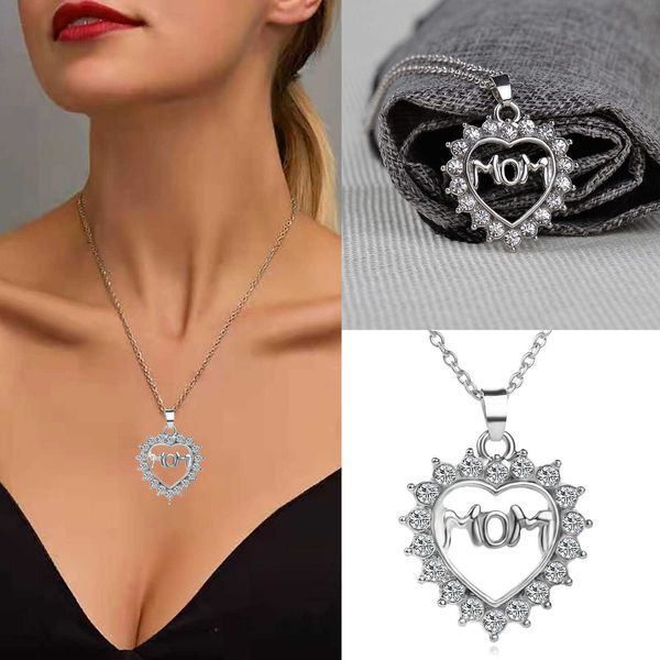 designer necklace luxury jewelry alloy for women heart shaped crystal pendant mother day gift for mom chains, Silver
designer necklace luxury jewelry alloy for women heart shaped crystal pendant mother day gift for mom chains, Silver