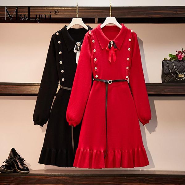 casual dresses misslymi l-4xl plus size women vintage knitted dress 2021 winter turn-down collar long sleeve sweaters beading ruffle red, Black;gray
casual dresses misslymi l-4xl plus size women vintage knitted dress 2021 winter turn-down collar long sleeve sweaters beading ruffle red, Black;gray