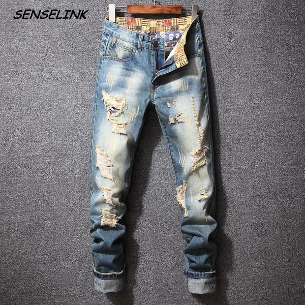 men's jeans 2021 men casual classic jogging streetwear denim broken hole embroidered pencil trousers, Blue
men's jeans 2021 men casual classic jogging streetwear denim broken hole embroidered pencil trousers, Blue