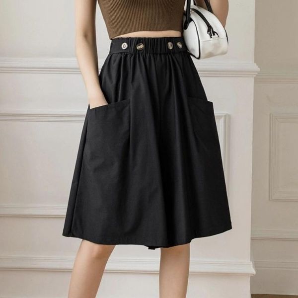 women's pants & capris summer large size wide-leg elastic waist solid color five-point loose and thin half-length skirt, Black;white
women's pants & capris summer large size wide-leg elastic waist solid color five-point loose and thin half-length skirt, Black;white