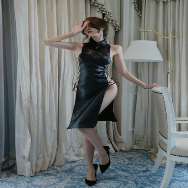 women's sleepwear lingerie female pajama bandage forked nightclub uniform temptation retro cheongsam dress, Black;red
women's sleepwear lingerie female pajama bandage forked nightclub uniform temptation retro cheongsam dress, Black;red