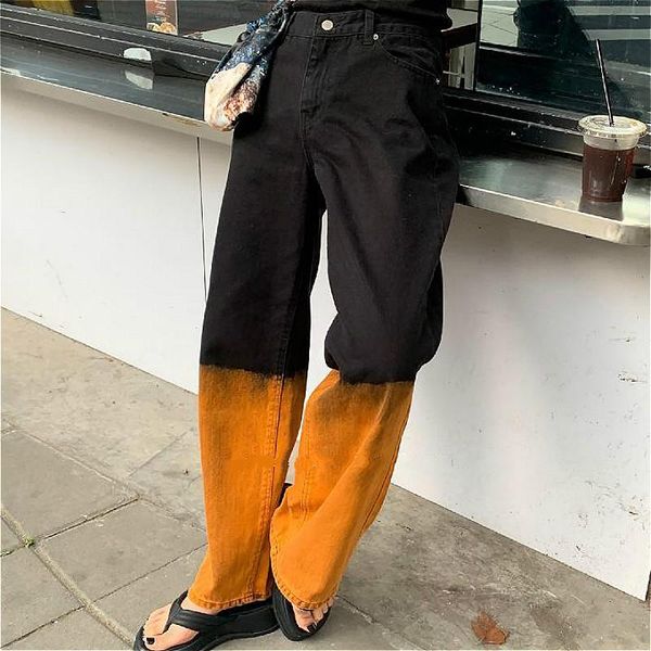 women's jeans women tie dye gradient hip hop street vintage bf students leisure straight denim trousers harajuku retro mopping fashion, Blue 
women's jeans women tie dye gradient hip hop street vintage bf students leisure straight denim trousers harajuku retro mopping fashion, Blue