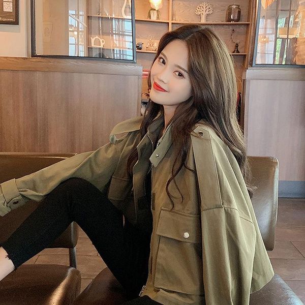 women's jackets 2021 autumn women long sleeve loose coats fashion female solid color button outerwear korean casual pockets short w589, Black;brown
women's jackets 2021 autumn women long sleeve loose coats fashion female solid color button outerwear korean casual pockets short w589, Black;brown