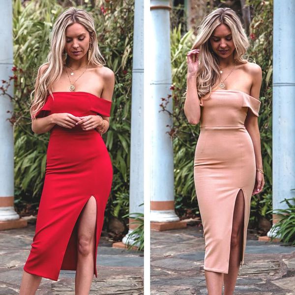casual dresses women's wrapped chest one-neck split long skirt hip slim pullover short sleeve pure color ladies dress, Black;gray
casual dresses women's wrapped chest one-neck split long skirt hip slim pullover short sleeve pure color ladies dress, Black;gray