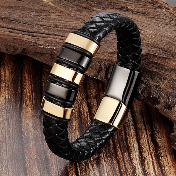 charm bracelets leather rope bracelet men's stainless steel woven handmade metal jewelry, Golden;silver
charm bracelets leather rope bracelet men's stainless steel woven handmade metal jewelry, Golden;silver