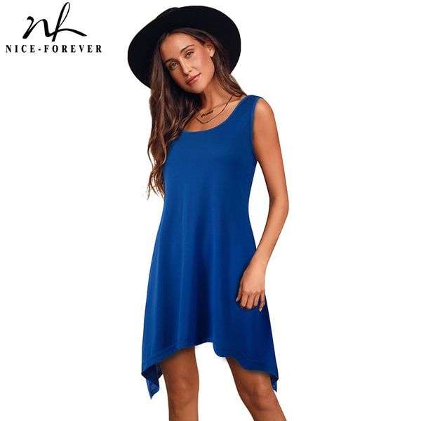 nice-forever casual pure color with irregular hem dresses loose women shift summer dress 413 210419, White
nice-forever casual pure color with irregular hem dresses loose women shift summer dress 413 210419, White