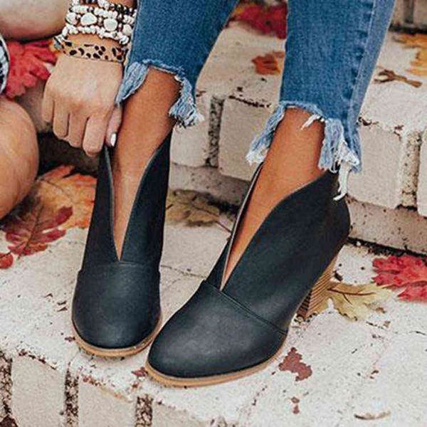2021 new winter women boots v cutout ankle boots stacked heel booties fahsion chelsea boots pu botas zapatos mujer size 35-43 y1105, Black
2021 new winter women boots v cutout ankle boots stacked heel booties fahsion chelsea boots pu botas zapatos mujer size 35-43 y1105, Black