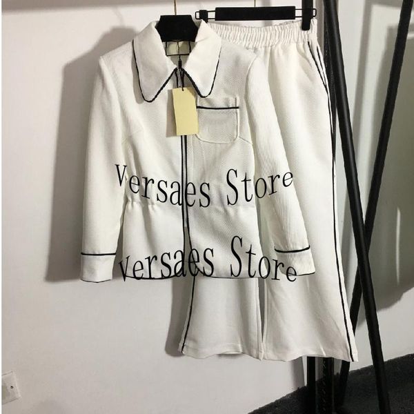 women's two piece pants 2021 luxury design fashion letter embroidery lapel long sleeve coat temperament high waist slim fit wide leg se, White
women's two piece pants 2021 luxury design fashion letter embroidery lapel long sleeve coat temperament high waist slim fit wide leg se, White