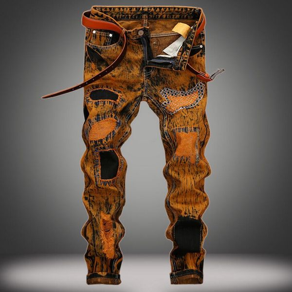 vintage hip hop cotton denim jeans men autumn ripped holes streetwear funny pants blue soft slim yellow male trousers
vintage hip hop cotton denim jeans men autumn ripped holes streetwear funny pants blue soft slim yellow male trousers