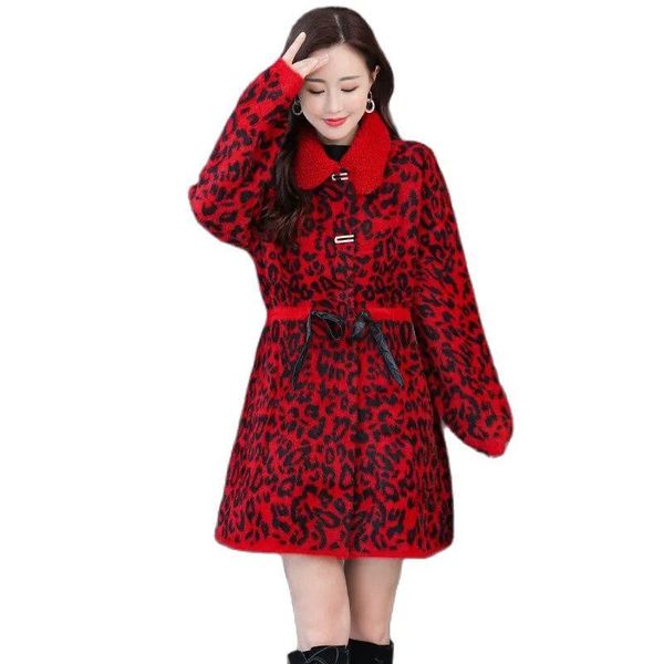 women's wool & blends imitation mink velvet jacket women 2021 autumn winter mid-length coat loose thick plush lace-up leopard print fem, Black
women's wool & blends imitation mink velvet jacket women 2021 autumn winter mid-length coat loose thick plush lace-up leopard print fem, Black