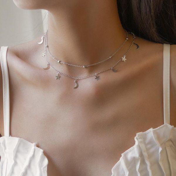 chokers retro stars and moon tassels necklaces collarbone chain necklace set for girl copper sheet double women jewelry, Golden;silver
chokers retro stars and moon tassels necklaces collarbone chain necklace set for girl copper sheet double women jewelry, Golden;silver