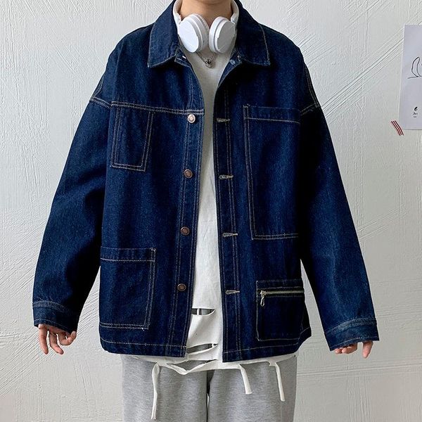 men's jackets blue denim jacket fashion retro casual pocket coats mens streetwear korean loose hip-hop bomber, Black;brown 
men's jackets blue denim jacket fashion retro casual pocket coats mens streetwear korean loose hip-hop bomber, Black;brown