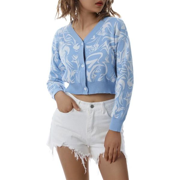 women's knits & tees spring autumn women v-neck button-up knitted water wave/geometry print long sleeve casual loose cardigan, White
women's knits & tees spring autumn women v-neck button-up knitted water wave/geometry print long sleeve casual loose cardigan, White