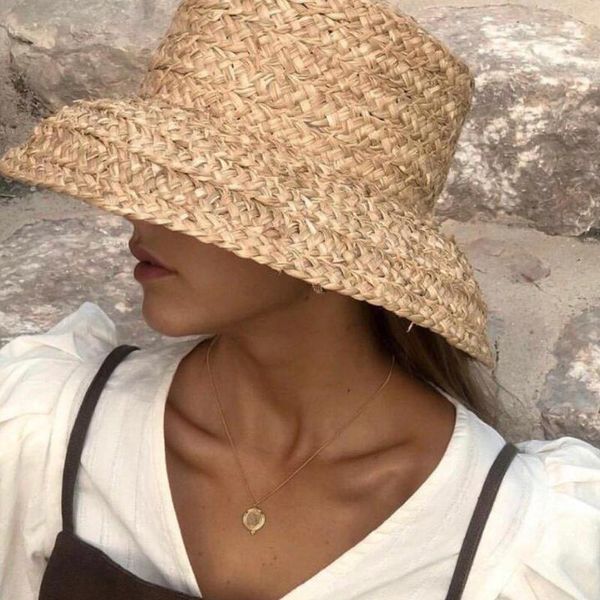 summer hats for women retro flat drooping hat brim hand-made raffia straw ladies outdoor sun protection beach, Black;white
summer hats for women retro flat drooping hat brim hand-made raffia straw ladies outdoor sun protection beach, Black;white