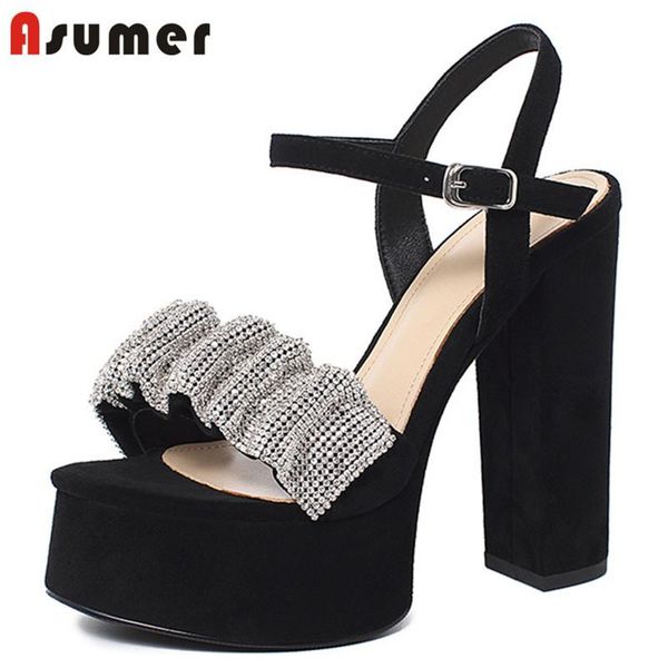asumer 2021 genuine leather shoes women sandals crystal buckle high heels platform ladies nightclub dress, Black
asumer 2021 genuine leather shoes women sandals crystal buckle high heels platform ladies nightclub dress, Black