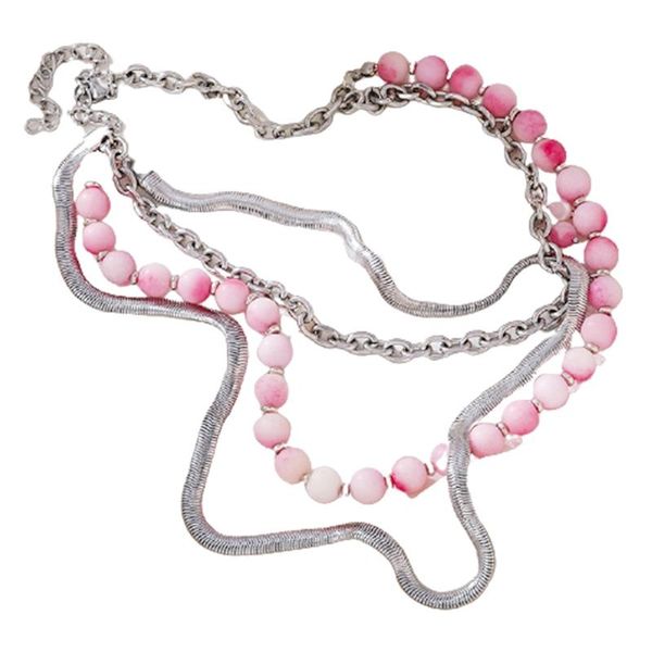 chains stainless steel metal chain multi-layered necklace chinese punk gradient peach pink natural stone, Silver
chains stainless steel metal chain multi-layered necklace chinese punk gradient peach pink natural stone, Silver