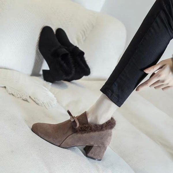 boots hairy shoes women's winter 2021 all-match korean version plus velvet thick heel single mid-heel peas high heels, Black
boots hairy shoes women's winter 2021 all-match korean version plus velvet thick heel single mid-heel peas high heels, Black