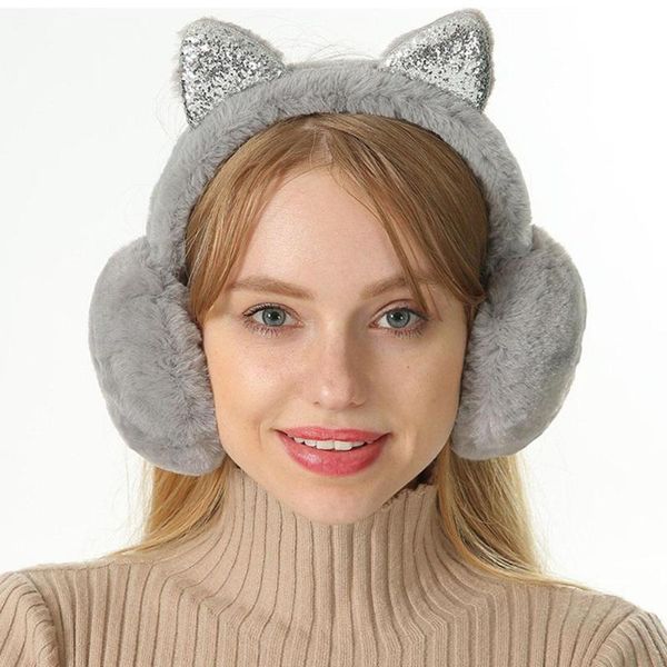 berets foldable cat ear earmuffs sequin women girl fur plush warmer muffs glitter headband cartoon 3d earlobe, Blue;gray
berets foldable cat ear earmuffs sequin women girl fur plush warmer muffs glitter headband cartoon 3d earlobe, Blue;gray