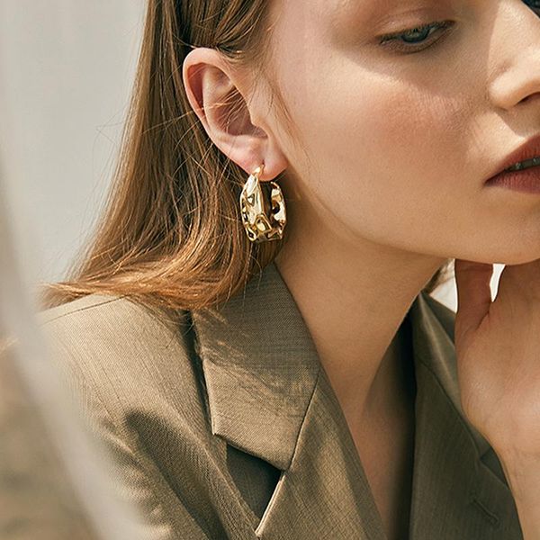 hoop & huggie folded earrings female fashion retro irregular texture exaggerated c-shaped open temperament girl, Golden;silver
hoop & huggie folded earrings female fashion retro irregular texture exaggerated c-shaped open temperament girl, Golden;silver