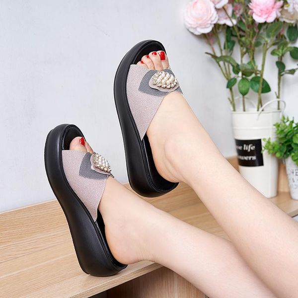 beading women sandals pearl slippers women's summer shoes rhinestone mother's fashion middle-aged thick bottom slides, Black
beading women sandals pearl slippers women's summer shoes rhinestone mother's fashion middle-aged thick bottom slides, Black