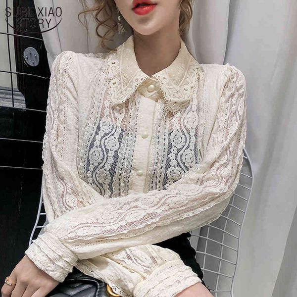 autumn long sleeve lace blouse women see through fashion blouses cotton single breasted female 10457 210508, White
autumn long sleeve lace blouse women see through fashion blouses cotton single breasted female 10457 210508, White