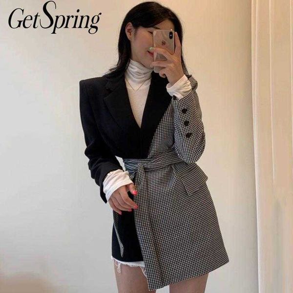 getspring women blazer plaid patchwork color matching irregular blazers jackets asymmetry bandage vintage suit coats 210601, White;black
getspring women blazer plaid patchwork color matching irregular blazers jackets asymmetry bandage vintage suit coats 210601, White;black