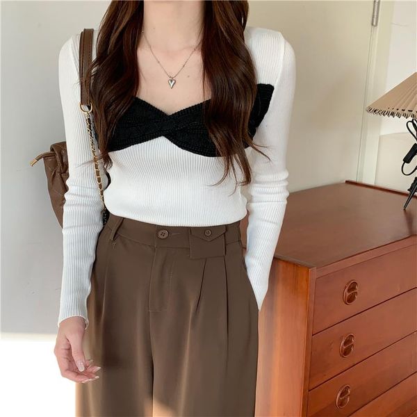 women's sweaters twist design sweater fashion knit 2021 autumn clothes pullover long-sleeved inner bottoming shirt 17899, White;black
women's sweaters twist design sweater fashion knit 2021 autumn clothes pullover long-sleeved inner bottoming shirt 17899, White;black