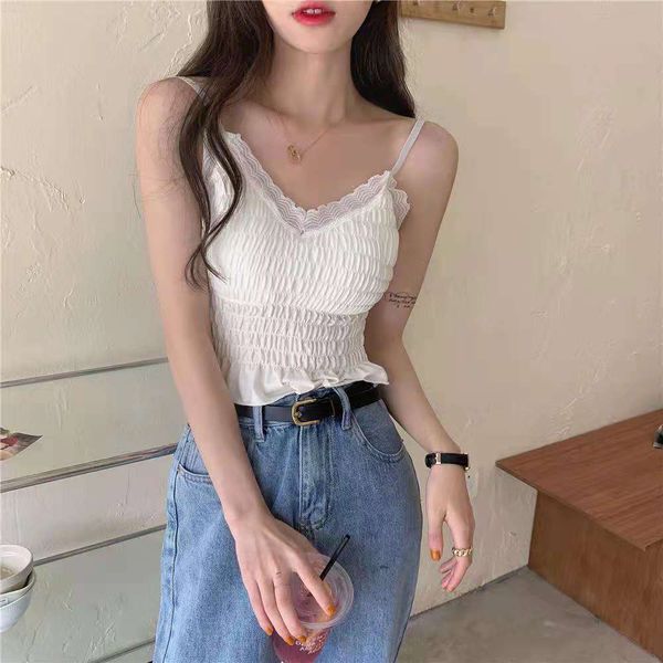 french lace pleated suspender vest short wrapped chest tube outer wear wooden ear retro easy matching bottoming underwear for women, Black;white
french lace pleated suspender vest short wrapped chest tube outer wear wooden ear retro easy matching bottoming underwear for women, Black;white