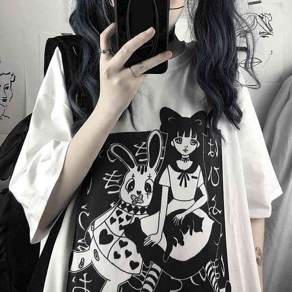 women's t-shirt harajuku aesthetic gothic punk cartoon short sleeve o-n women t-shirts drop summer loose oversize street clo, White
women's t-shirt harajuku aesthetic gothic punk cartoon short sleeve o-n women t-shirts drop summer loose oversize street clo, White