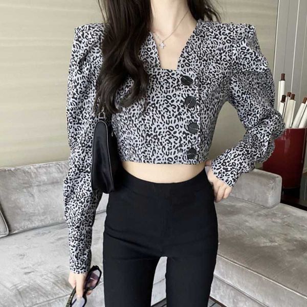 retro spring elegant leopard print shirts square collar puff long sleeve blouse korean clothes women short 210526, White
retro spring elegant leopard print shirts square collar puff long sleeve blouse korean clothes women short 210526, White