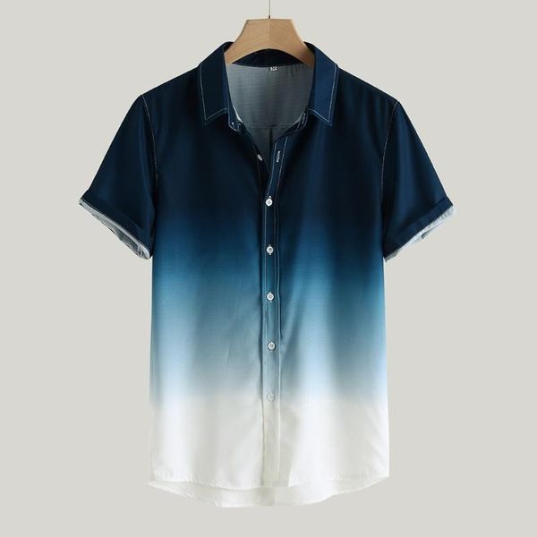 men's casual shirts camisa gradient loose male shirt blusa masculina short sleeve turn-down collar men, White;black
men's casual shirts camisa gradient loose male shirt blusa masculina short sleeve turn-down collar men, White;black