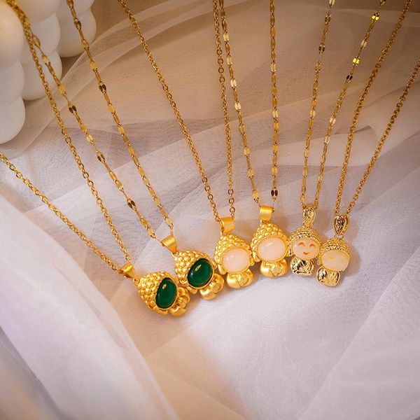 necklace novice monk pendant titanium steel item chain woman clavicle golden smiling buddha religion jewelry necklaces, Silver
necklace novice monk pendant titanium steel item chain woman clavicle golden smiling buddha religion jewelry necklaces, Silver