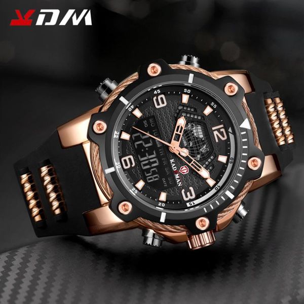 wristwatches kademan watch analog quartz sport men watches mens silicone waterproof date fashion wristwatch relogio masculino, Slivery;brown 
wristwatches kademan watch analog quartz sport men watches mens silicone waterproof date fashion wristwatch relogio masculino, Slivery;brown