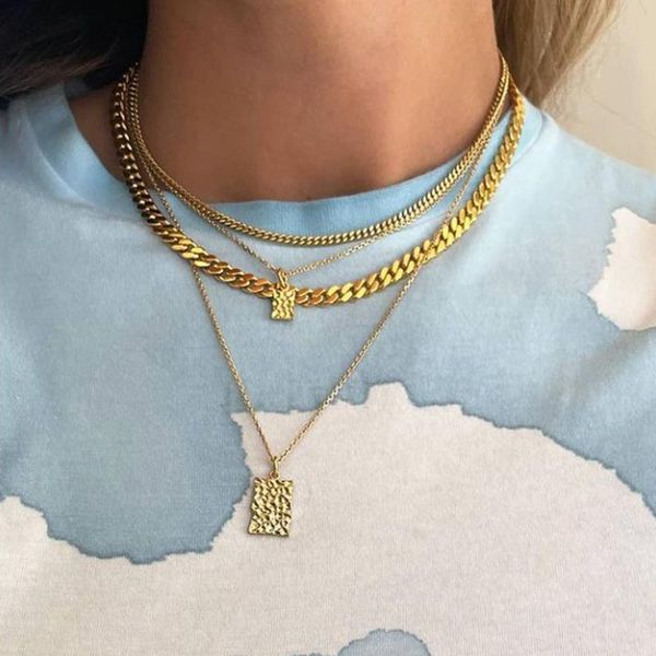 pendant necklaces high polish electroplated gold stainless steel necklace hammered coin bone chain women's titanium sweater, Silver
pendant necklaces high polish electroplated gold stainless steel necklace hammered coin bone chain women's titanium sweater, Silver