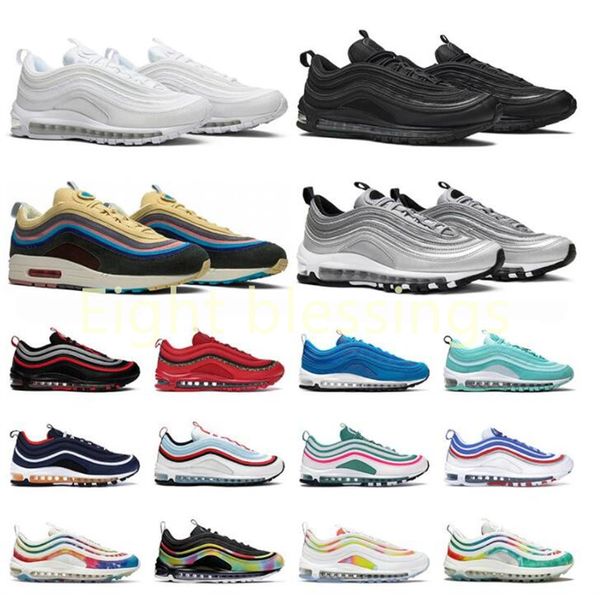 2021 mens running shoes triple black white 97s silver metallic gold bred game royal men women sports sneakers, White;red
2021 mens running shoes triple black white 97s silver metallic gold bred game royal men women sports sneakers, White;red