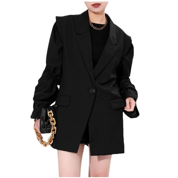 women's suits & blazers pleated pocket irregular for women elegant lapel loose fit and jackets fashion tide spring autumn 2021 blazer, White;black
women's suits & blazers pleated pocket irregular for women elegant lapel loose fit and jackets fashion tide spring autumn 2021 blazer, White;black