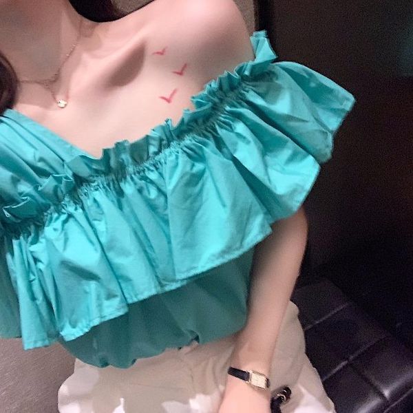 women's blouses & shirts clothing summer womens and vintage ruffles solid skew collar off shoulder ruffle blouse, White
women's blouses & shirts clothing summer womens and vintage ruffles solid skew collar off shoulder ruffle blouse, White