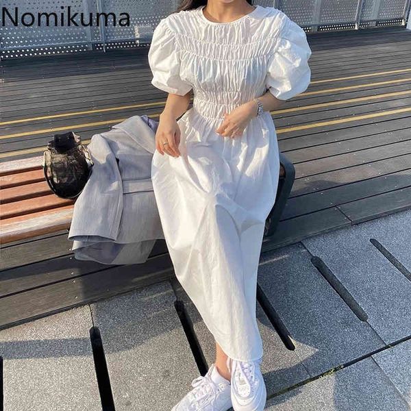 nomikuma korean folds slim waist dresses chic puff sleeve o-neck woman dress causal a-line elegant vestido feminino 6h048 210427, Black;gray
nomikuma korean folds slim waist dresses chic puff sleeve o-neck woman dress causal a-line elegant vestido feminino 6h048 210427, Black;gray