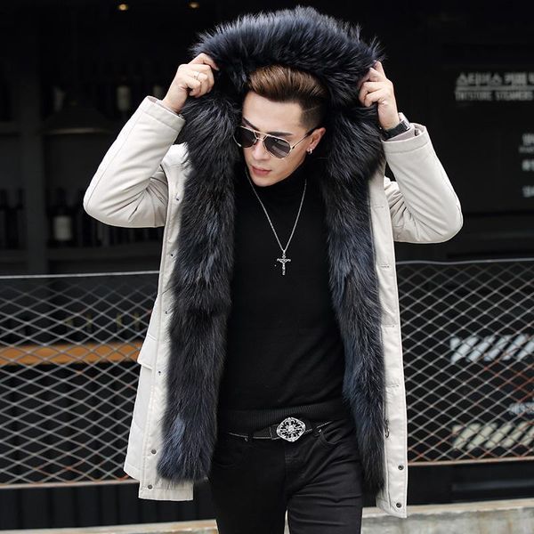 men's leather & faux real liner winter jacket men raccoon fur collar long coat plus size parkas d-29-w-lp002 my1174, Black
men's leather & faux real liner winter jacket men raccoon fur collar long coat plus size parkas d-29-w-lp002 my1174, Black
