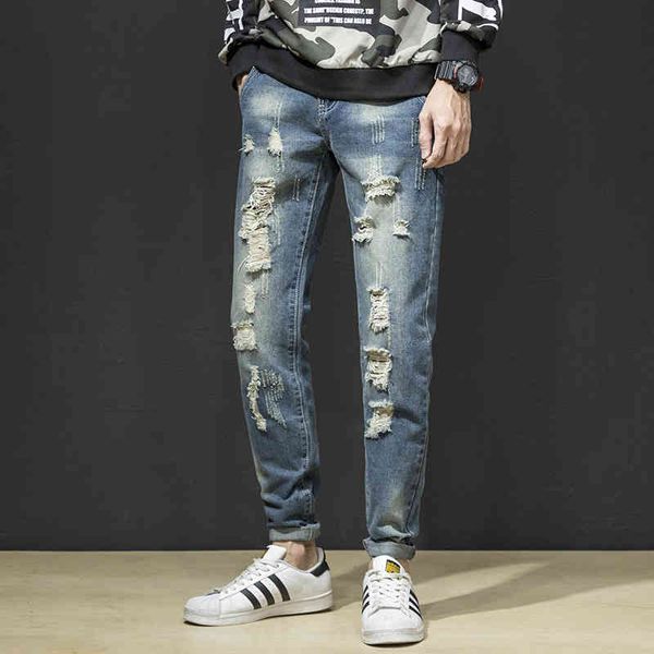 hole fashion jeans men's straight slim fit personalized cat beard beggar korean casual pants, Blue
hole fashion jeans men's straight slim fit personalized cat beard beggar korean casual pants, Blue