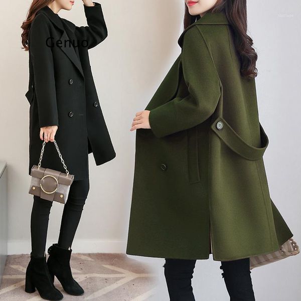 women's wool & blends women coat long sleeve solid color woolen female elegant mid-long fall oversize, Black
women's wool & blends women coat long sleeve solid color woolen female elegant mid-long fall oversize, Black