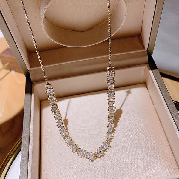 chains fashion necklace high sense of 2021 temperament clavicle chain micro-inlaid zircon short neck jewelry, Silver
chains fashion necklace high sense of 2021 temperament clavicle chain micro-inlaid zircon short neck jewelry, Silver