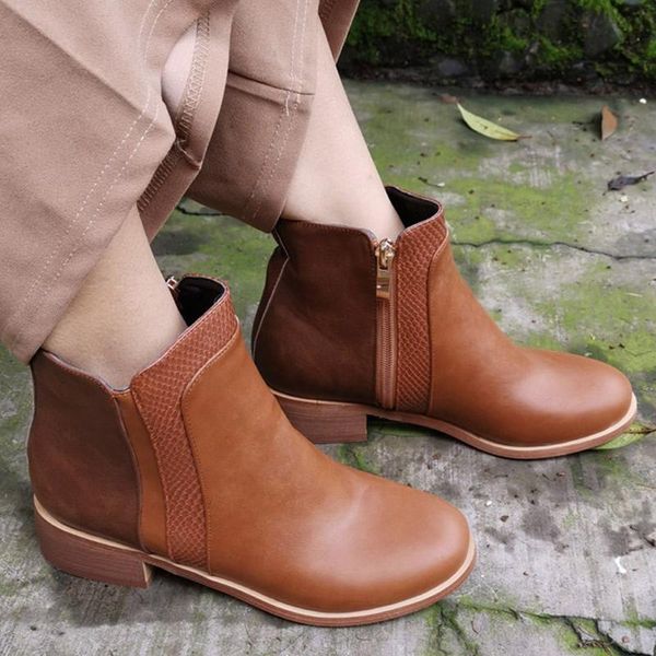 boots fashion women brown leather winter square puppy heels zipper mixed color short boot round toe shoes woman patchwork, Black
boots fashion women brown leather winter square puppy heels zipper mixed color short boot round toe shoes woman patchwork, Black
