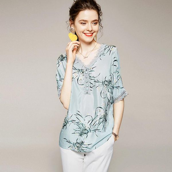 women's blouses & shirts 100% silk blouse women shirt floral printed elegant chinese style v neck short sleeve female fashion, White
women's blouses & shirts 100% silk blouse women shirt floral printed elegant chinese style v neck short sleeve female fashion, White