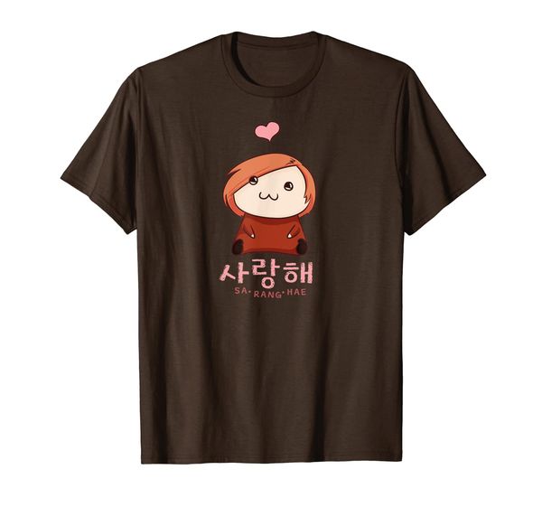 korean saranghae i love you k-pop k-drama chibi t-shirt, White;black
