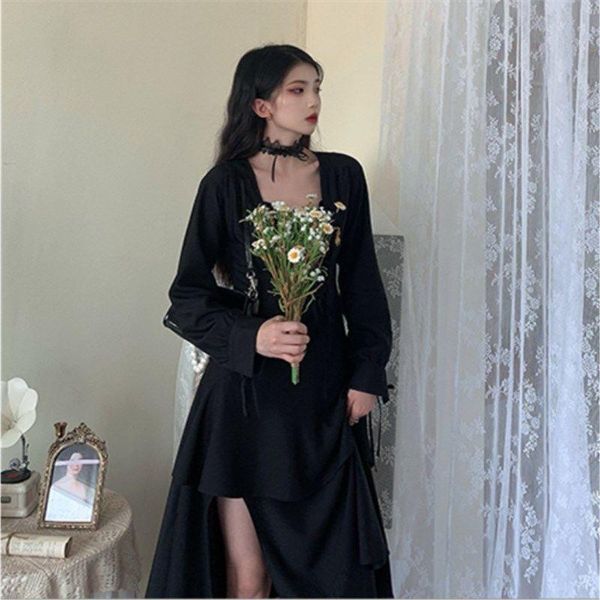 autumn women's dress black mid-length long sleeve woman dresses vestido de mujer femme robe casual, Black;gray
autumn women's dress black mid-length long sleeve woman dresses vestido de mujer femme robe casual, Black;gray