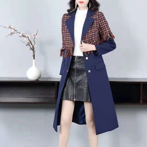 women's wool & blends autumn winter long coats wmen tunr-down collar tassel patchwork single breasted dark blue overcoats female outwea, Black
women's wool & blends autumn winter long coats wmen tunr-down collar tassel patchwork single breasted dark blue overcoats female outwea, Black