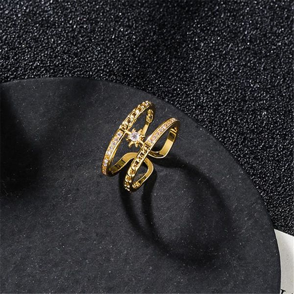 six-pointed star open ring zirconia double layer golden rings for women trendy finger jewelry wholesale bague femme cluster, Golden;silver
six-pointed star open ring zirconia double layer golden rings for women trendy finger jewelry wholesale bague femme cluster, Golden;silver